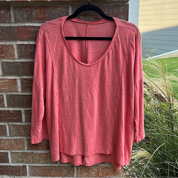 Eileen Fisher Tops - Eileen Fisher Linen Ladies XL (Petite or Regular) Asymmetrical Rose Pink Tunic